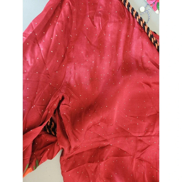 NWD Farm Rio x Anthropologie One-Shoulder Printed Satin Jumpsuit Sz S Red 9D403 - Picture 14 of 16